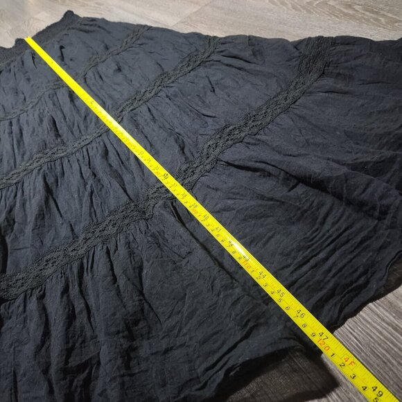 Vintage Y2K goth summer black tiered strapless maxi dress with lace cutouts - Picture 13 of 14